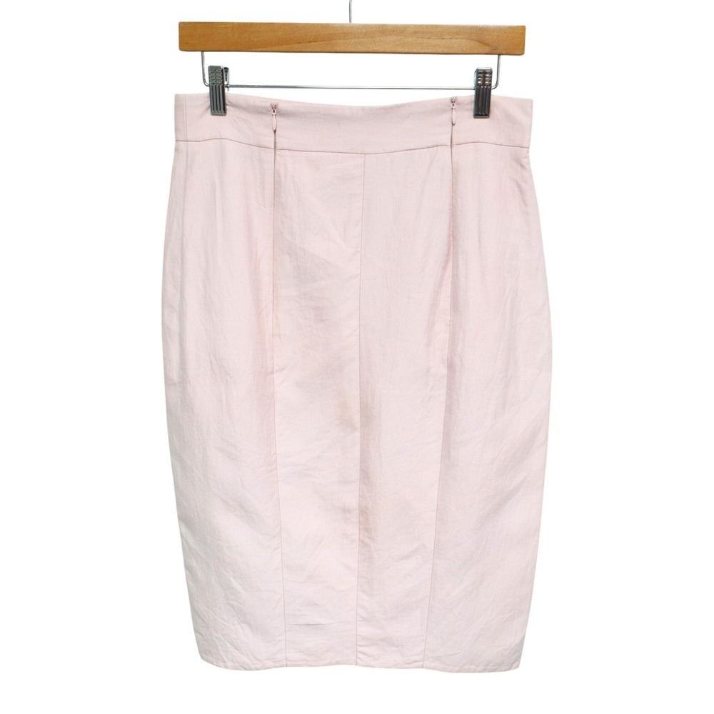 Akris Cotton Silk Pencil Skirt US 8 Knee Length Pink Business Career Minimalist - Picture 4 of 16